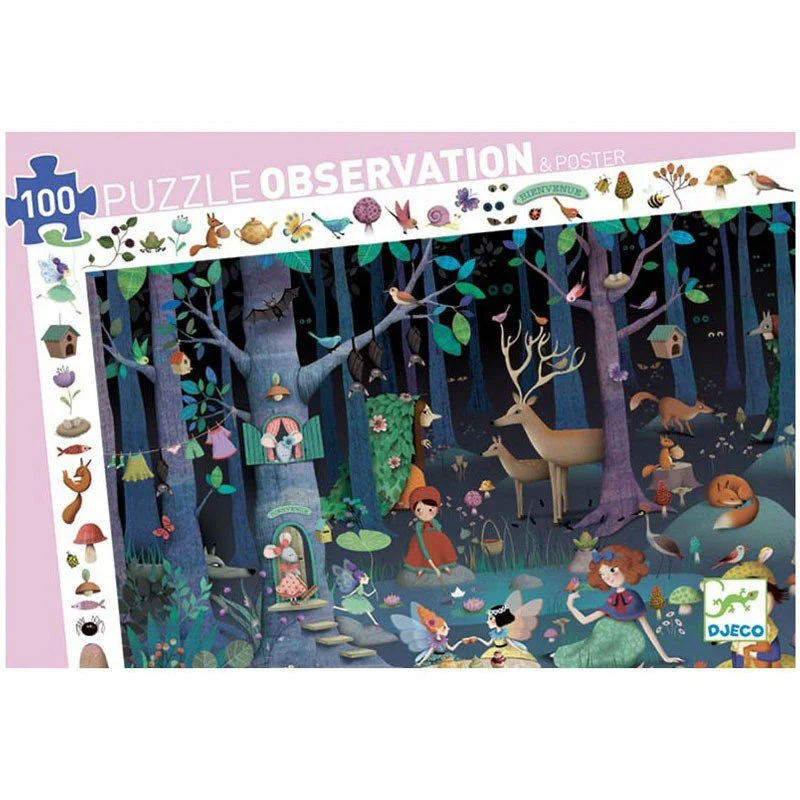 Puzzle de observación bosque encantado: 100 piezas